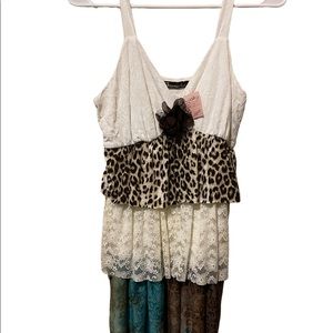 Surrealist Sleeveless Layered Tank Top Size 1. NWT